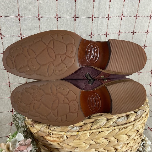 Kork-Ease “Kenai” Studded Ankle Boots Bootie Burgundy Suede Buckle Strap Sz 6.5 - Picture 6 of 7